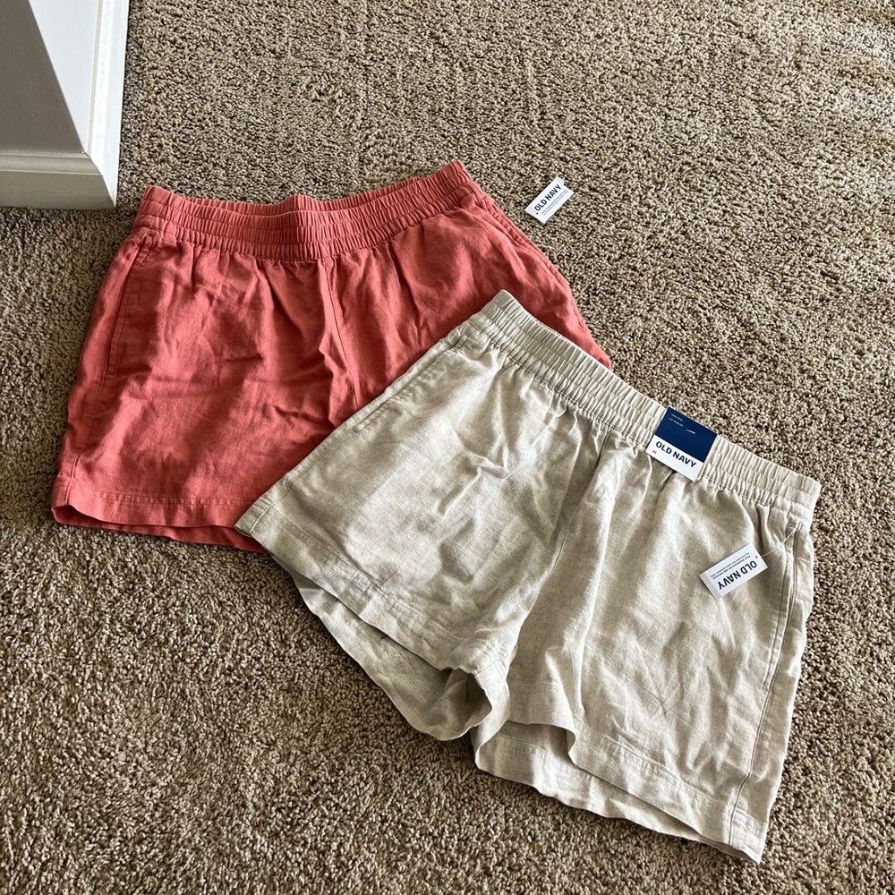 Old Navy: Salmon and khaki linen shorts